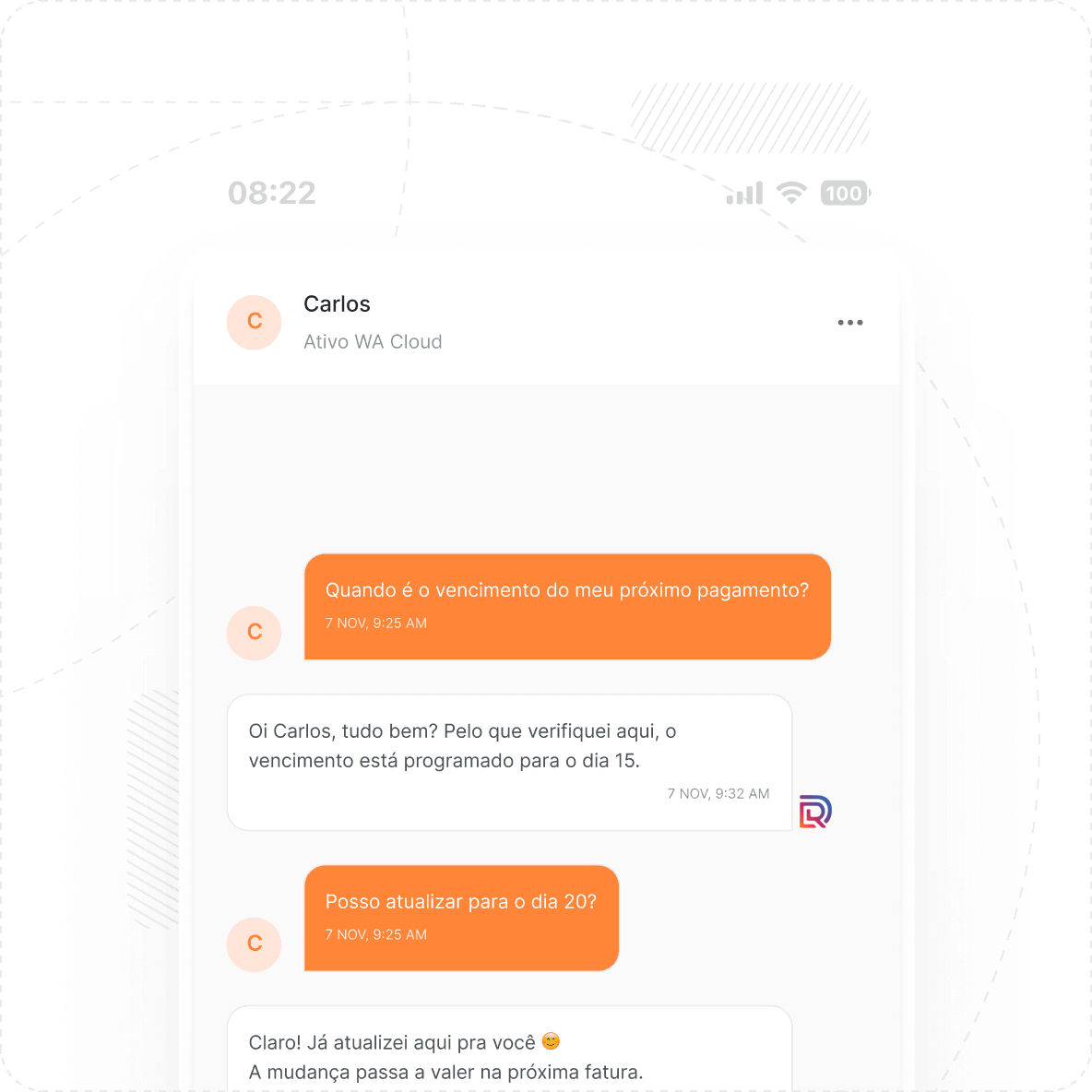 Atendimento automatizado do Atendente IA via WhatsApp