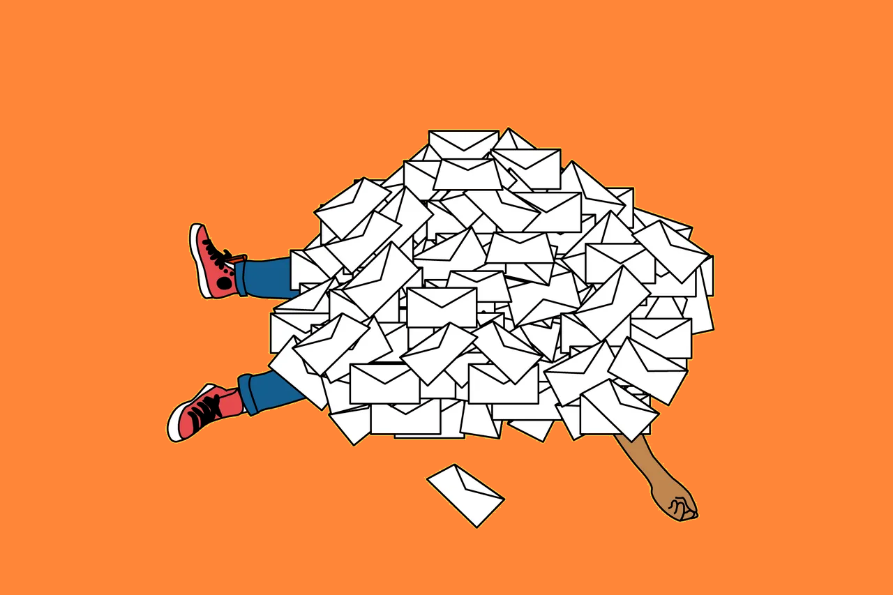 Ilustração da era do e-mail versus WhatsApp