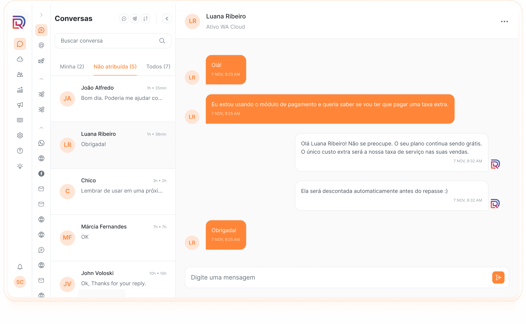 Painel Suporte RD focado em WhatsApp